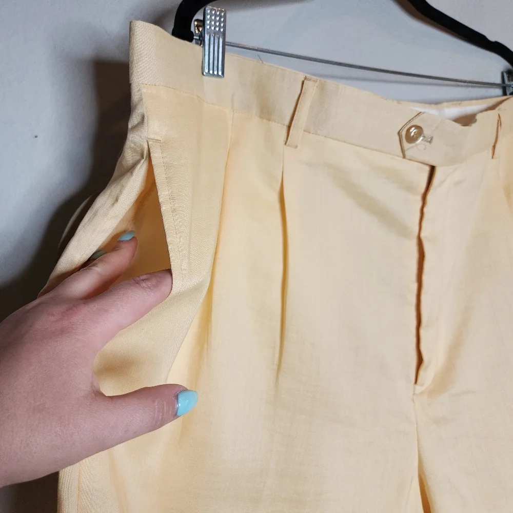 NWT Mojito 100% Linen Yellow Pleated Pants Men's Size‎ 44 (29
